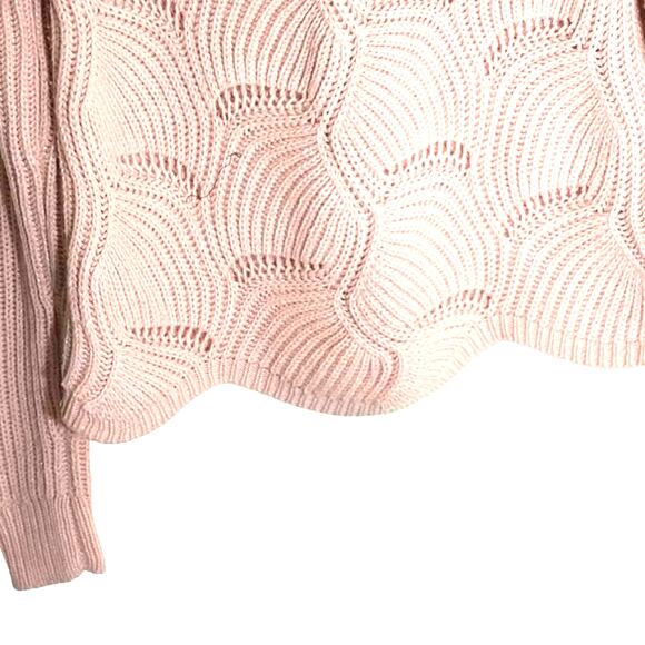 A new day Scalloped Seashell Sweater Women's S Pink Metallic Long Sleeve Knit - Picture 6 of 10